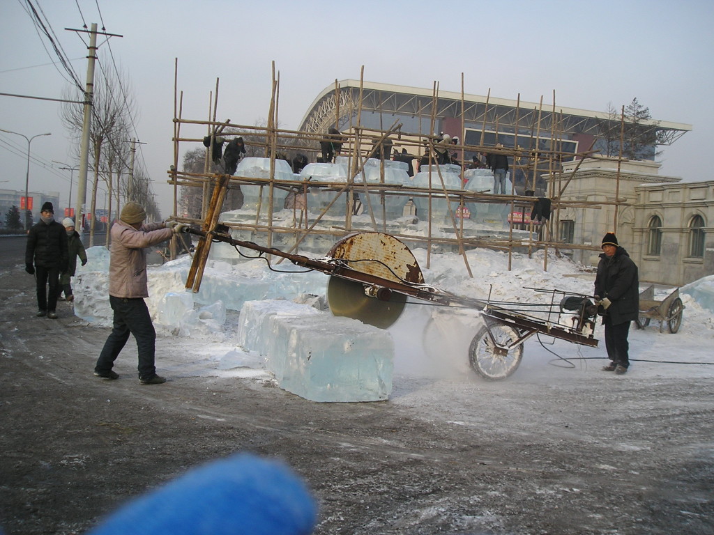 Construction of a Harbin Ice Dragon