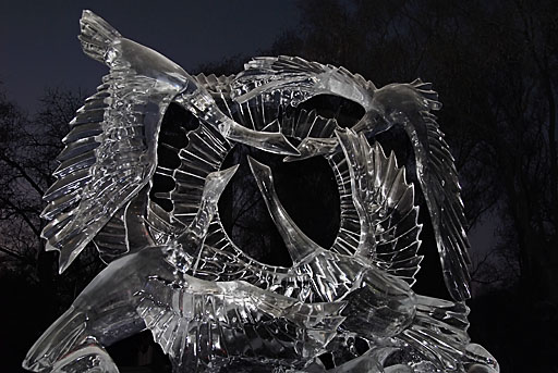 Harmony ice geese, Zhaolin Park, Harbin