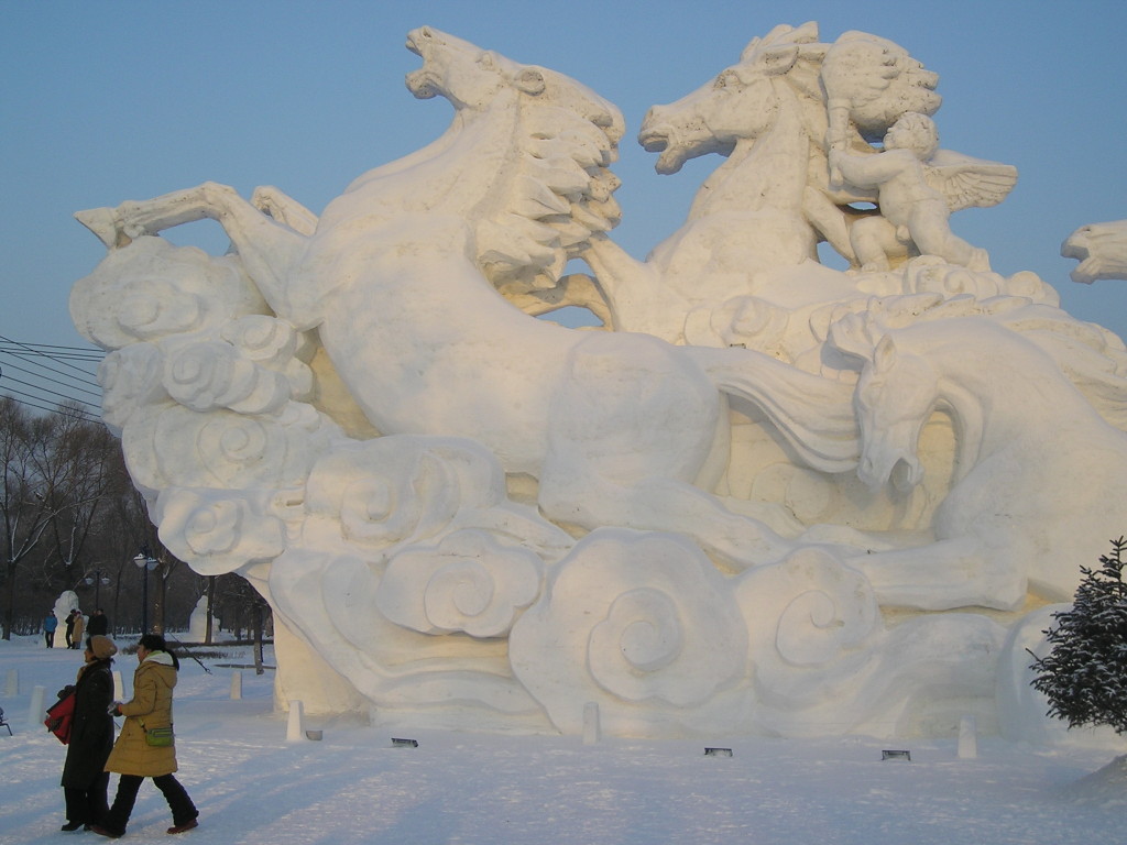 Harbin Ice and Snow Festival Giant Mythic Snow Horses 2005