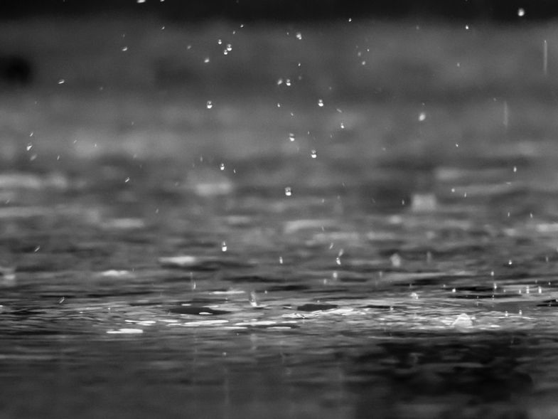 rain and teardrops, black and white