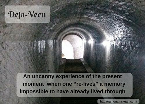 deja-vecu, an uncanny experience of the present moment when one "re-lives" a memory impossible to have already lived through