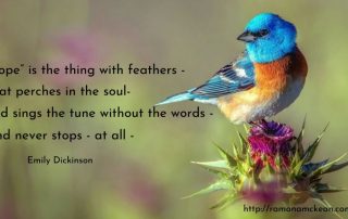 Hope is the thing with feathers, 1st stanza of Emily Dickinson's poem